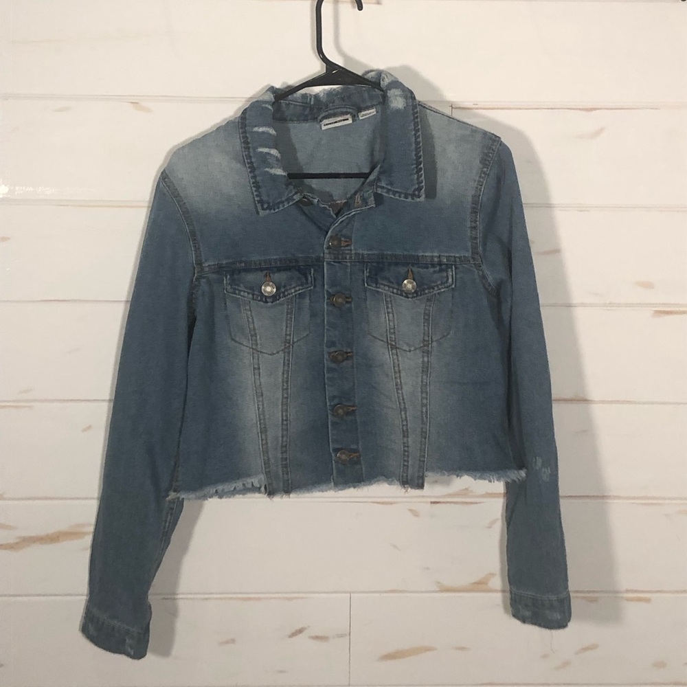 Noisy may distressed cropped Jean jacket